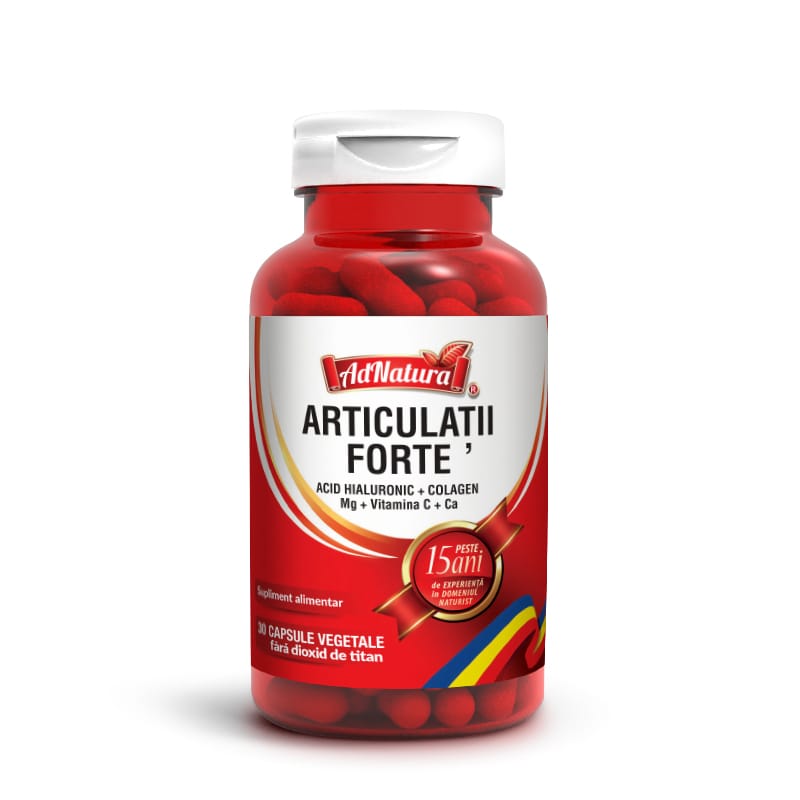 Articulații Forte – Acid Hialuronic + Colagen + Mg + Vitamina C + Ca