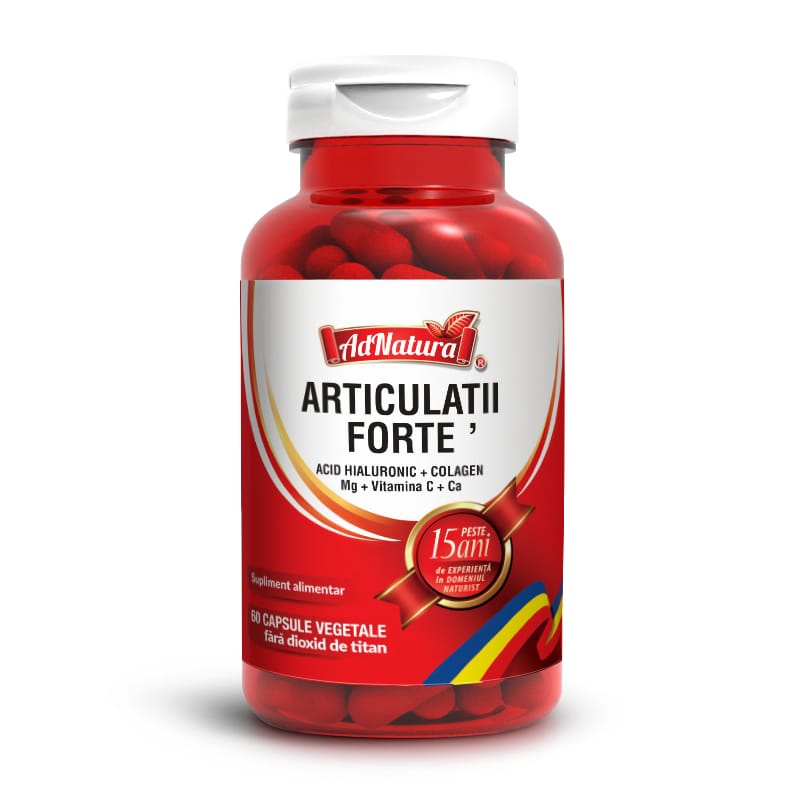 Articulații Forte – Acid Hialuronic + Colagen + Mg + Vitamina C + Ca